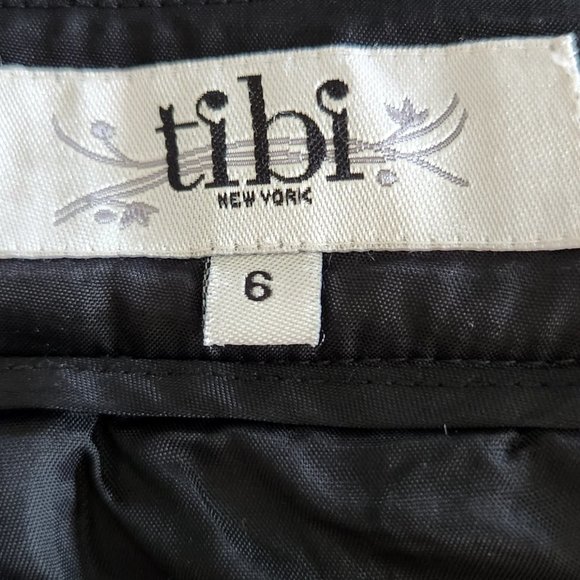 Tibi wool/ leather trim pockets herringbone high waist mini skirt Sz 6 - Picture 8 of 9